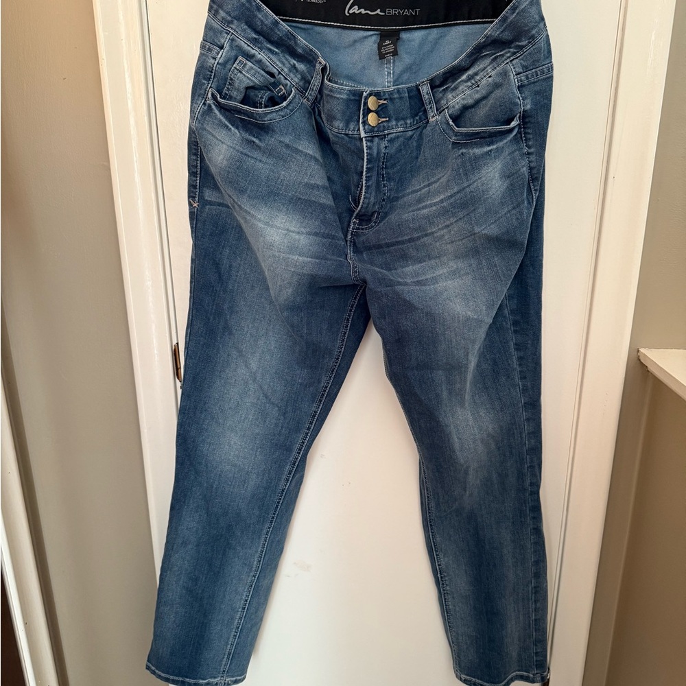 Lane Bryant Blue Cropped Ankle Jeans with Faded Detail